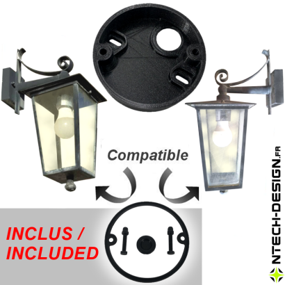 Reinforced support with accessories for outdoor wall light INSPEKTOR (Ø76mm - H 20mm)