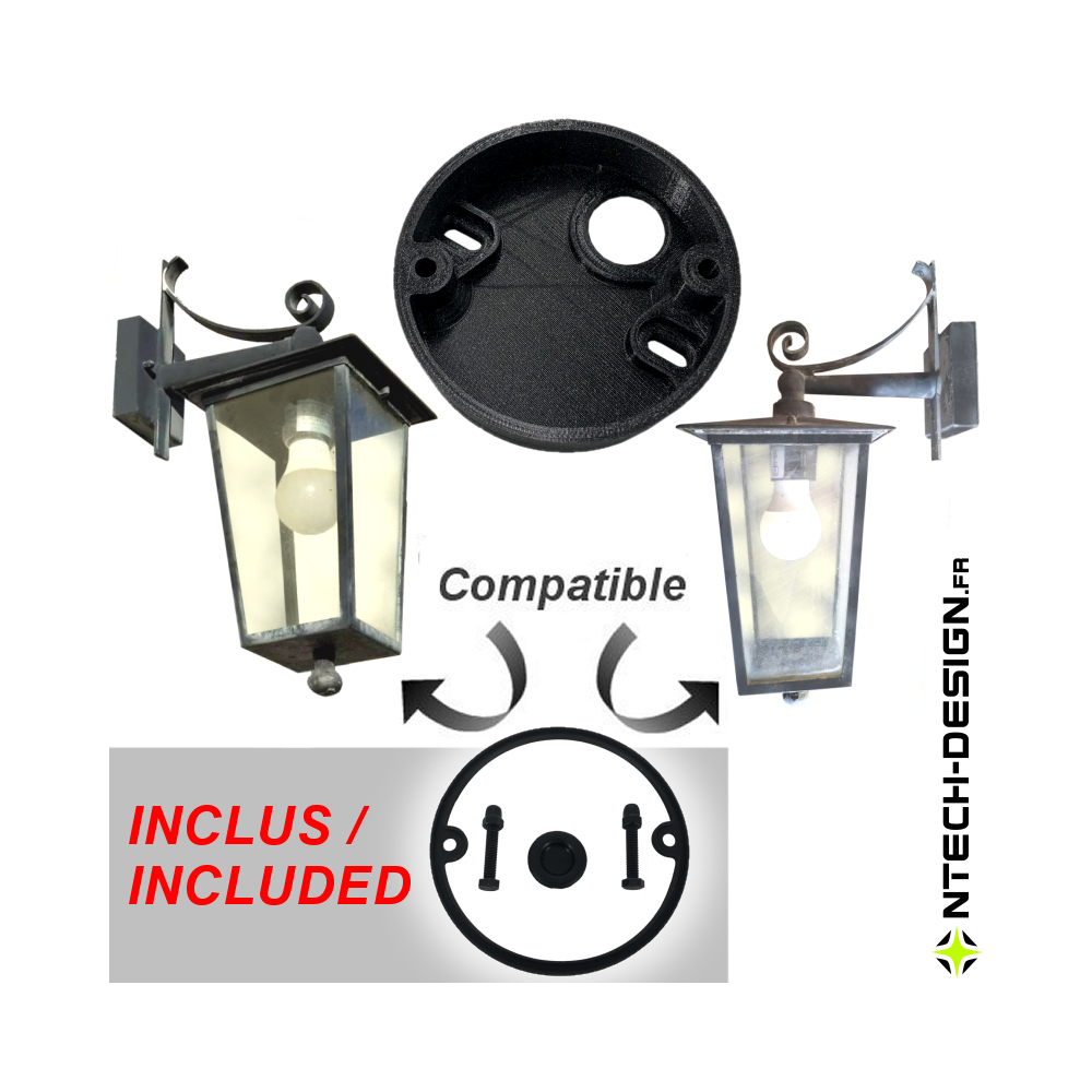 Reinforced support with accessories for outdoor wall light INSPEKTOR (Ø76mm - H 20mm)