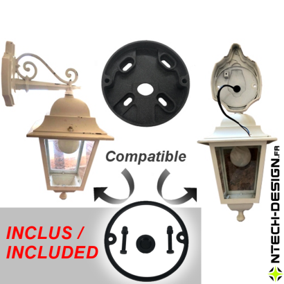 Reinforced support with accessories for outdoor wall light (Ø100mm - H 23mm)