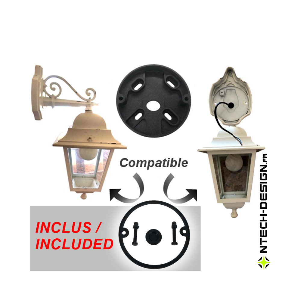 Reinforced support with accessories for outdoor wall light (Ø100mm - H 23mm)